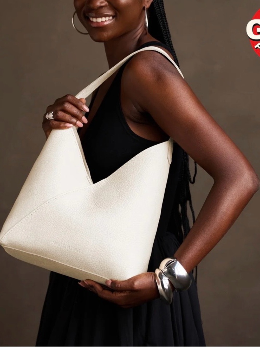 Portland Leather - NAOMI SHOULDER BAG - Cream - Pebbled Bone